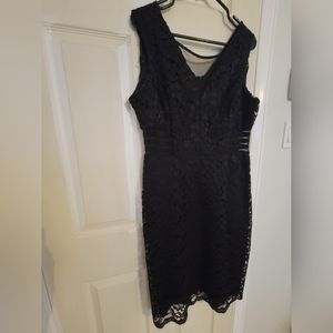 Black Lace Dress with Mesh Cut-outs